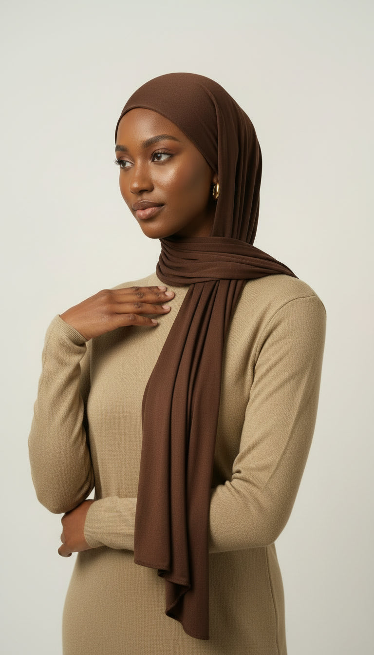 Jersey Hijab Set - Chocolate