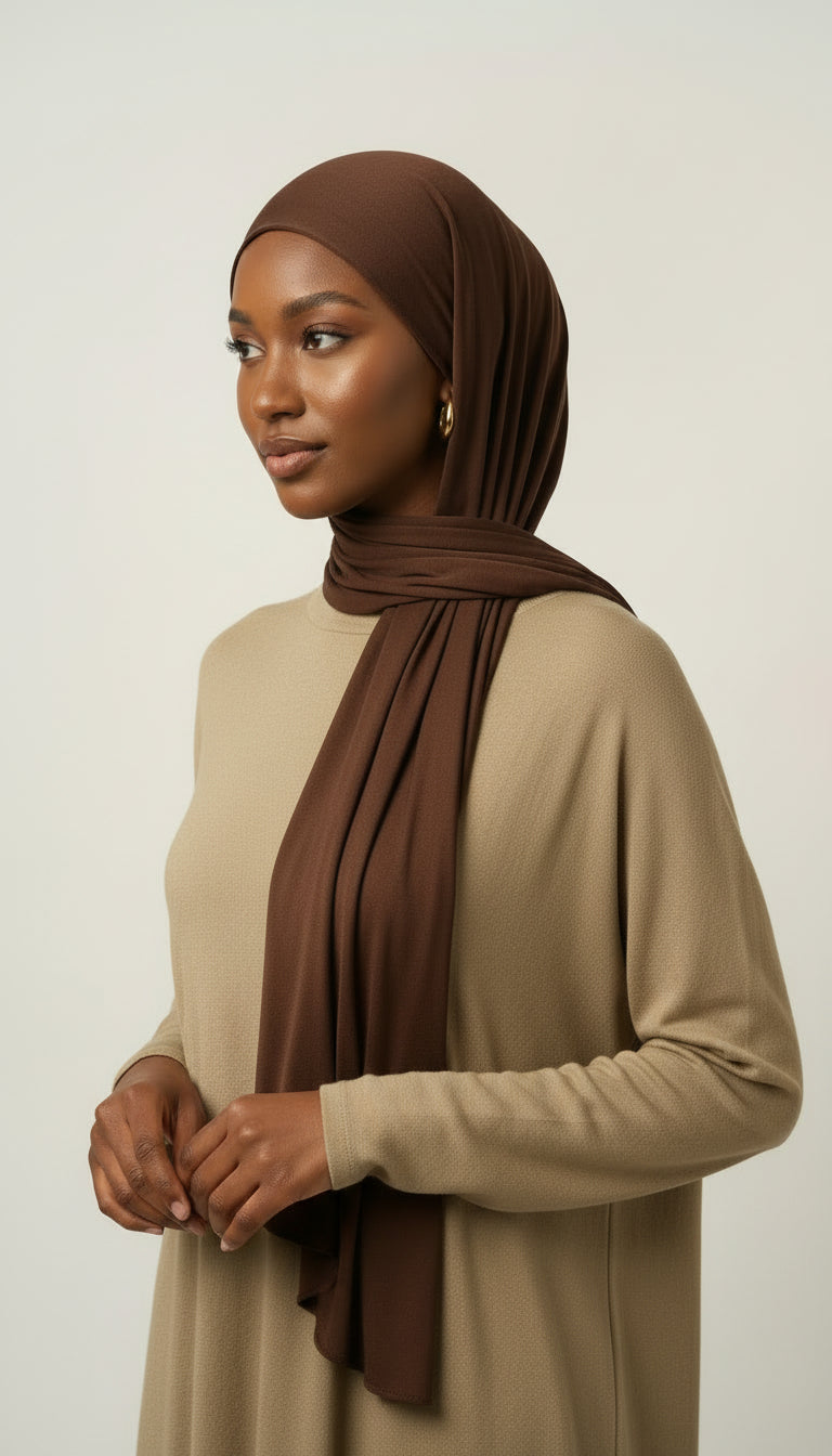 Jersey Hijab Set - Chocolate